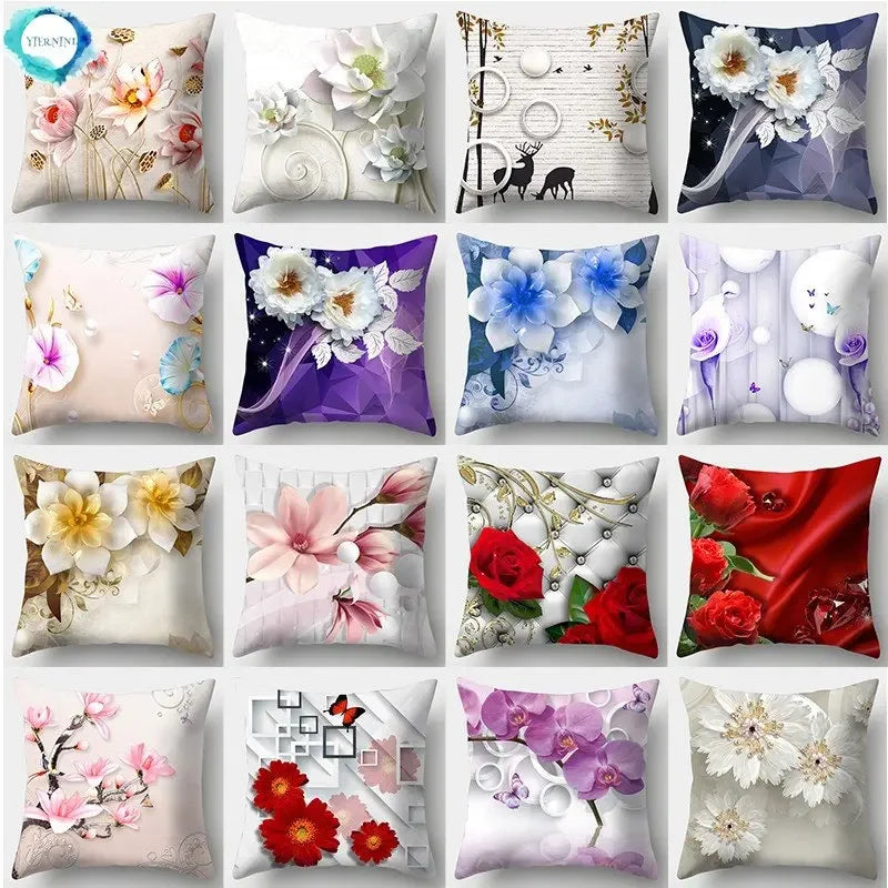 Axyaa Retro Flowers Pillowcase 45cmX45cm Square Sofa Cushion Cover