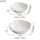 Axyaa Irregular Ceramic Salad Bowl Set - White Texture Thick Soup Fruit Dessert Bowls