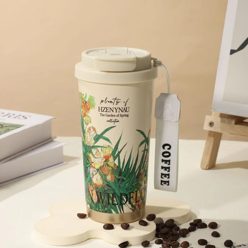 Axyaa 500ml Stainless Steel Vacuum Insulated Coffee Cup Straw Mug