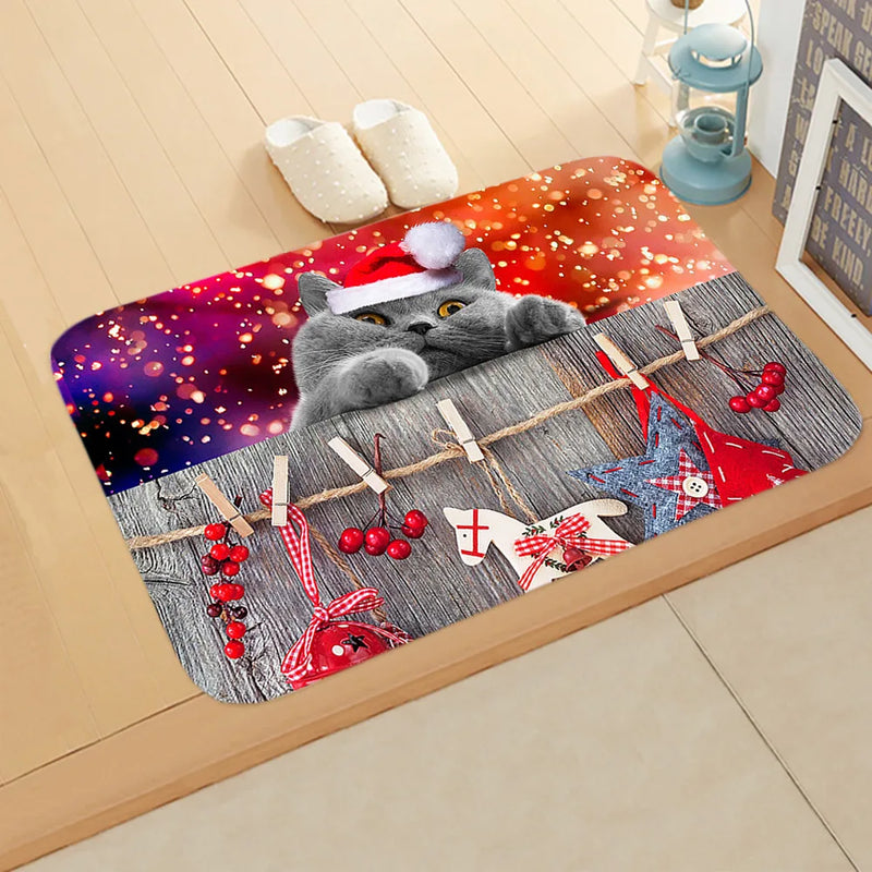 Axyaa Christmas Animal Print Door Mat - Non-Slip Home Decoration