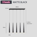 Axyaa Modern Black Long LED Pendant Lamps for Living Room & Restaurant