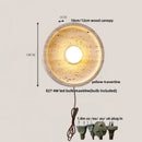 Axyaa White Glass LED Wall Lights with Wood Base Pull Chain Switch for Nordic Modern Decor