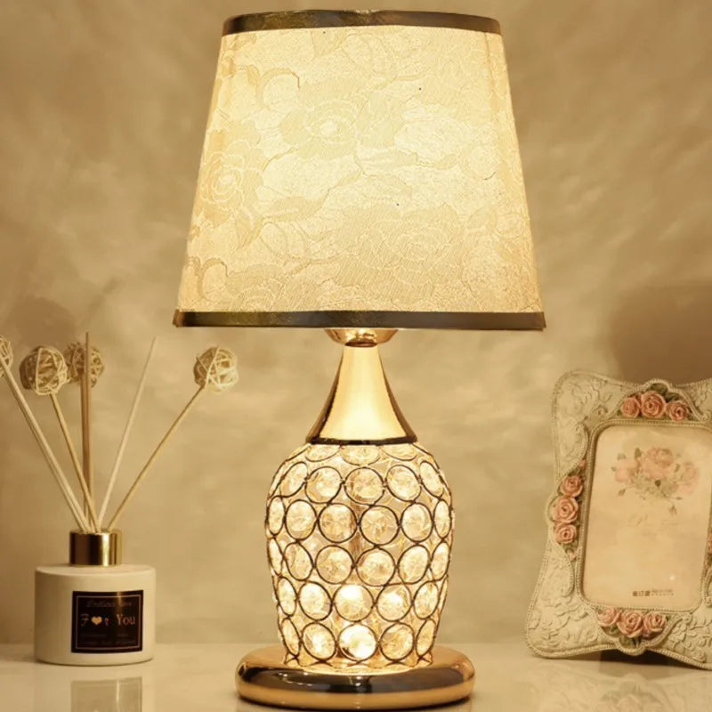 Axyaa Crystal Table Lamp: Modern Bedroom Warmth and Style