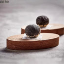 Axya Oval Walnut Dim Sum Plate | Restaurant & Sushi Wooden Specialty Tableware