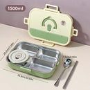 Axyaa 4/5 Grids Stainless Steel Divided Lunch Box Set with Cutlery