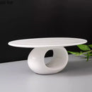 Axya High Foot Ceramic Dinner Plate - Pure White Oval Flat Plate