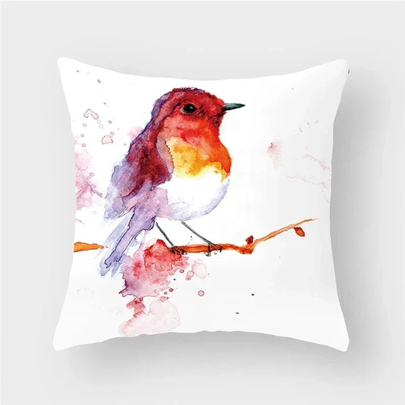 Axyaa Decorative Cushion Cover Throw Pillow 45*45 Sofa Flower Bird Animal Pillowcase