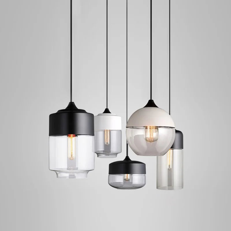 Axya Black Glass Pendant Lights for Dining Room, Kitchen, Bedroom - Nordic Design