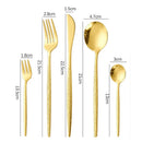Axyaa Gold Hammered Cutlery Set - Stainless Steel, Dishwasher Safe