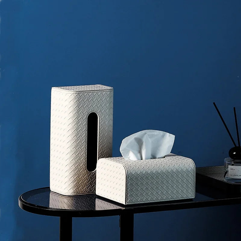 Axya Woven Grid Leather Tissue Box - Home Decor Essential