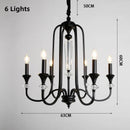 Axyaa Black Iron Crystal Chandelier Candle Lamp for Country Living Room