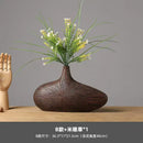 Axyaa Striped Resin Vase Imitation Wood Finish - Desktop Decoration & Crafts