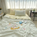 Axyaa Cartoon Embroidered Duvet Set: Breathable & Thin for Summer Comfort