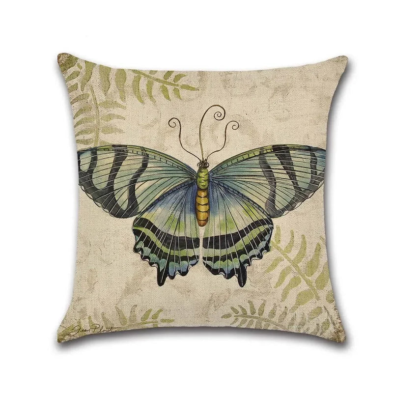 Butterfly Pattern Pillow Case Animal Decorative Linen Cushion Cover for Axyaa Home Decoration