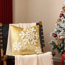 Axyaa Embroidered Gold Reindeer Snowflake Velvet Pillowcases 45x45cm Set of 2