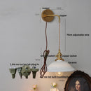 Axyaa Nordic LED Wall Light Brass Pull Chain Switch Bedside Lamp - Modern Design