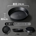 Axyaa Black Melamine Dinner Plates Set - Durable Round Dishwasher Safe BBQ Dishes