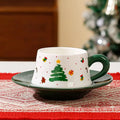 Axyaa Christmas Ceramic Coffee Cup and Saucer Set, Holiday-themed Cups, Coffee and Milk Cups