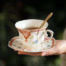 Axyaa Floral Gold Rim Coffee Mug Set