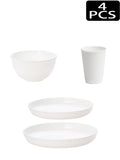 Axyaa 32pcs Reusable Plastic Cutlery Set, Wheat Bowls, Dessert Plates - Eco-Friendly Party Supplies