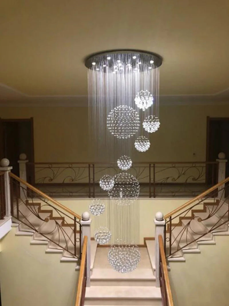 Axyaa Modern Crystal Ball Chandelier - Large Lustres Cristal D80*H300cm, Room Decor Ceiling Lamp