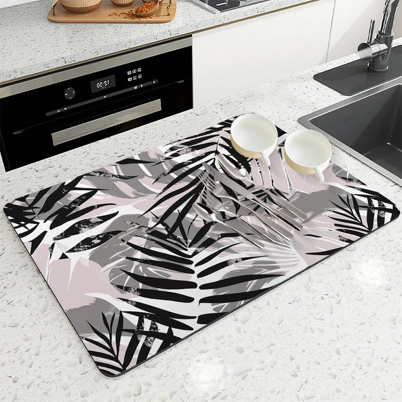 Axyaa Zebra Print Absorbent Mat: Antiskid & Quick Dry Drying Mat for Kitchen & Bathroom
