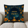 Axyaa Diwali Blessings Elephants Lanterns Pillow Cover