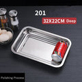 Axyaa Stainless Steel Food Storage Tray Rectangular Baking Pan for Kitchen and BBQ