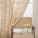 Axyaa Cream Vintage Leaf Jacquard Sheer Curtains for Living Room
