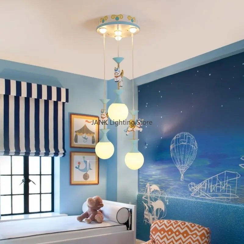 Axyaa Unicorn Cartoon Pendant Lamp for Children's Room LED Ceiling Light