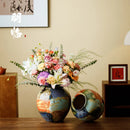 Axyaa Ceramic Vase with Hand-doodle Design for Floral Arrangement