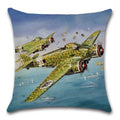 Axyaa Retro Airplane Cartoon Pattern Cushion Cover