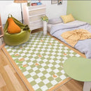 Axyaa Checkerboard Bedside Carpet: Soft Fashion Rug for Dopamine Bedroom
