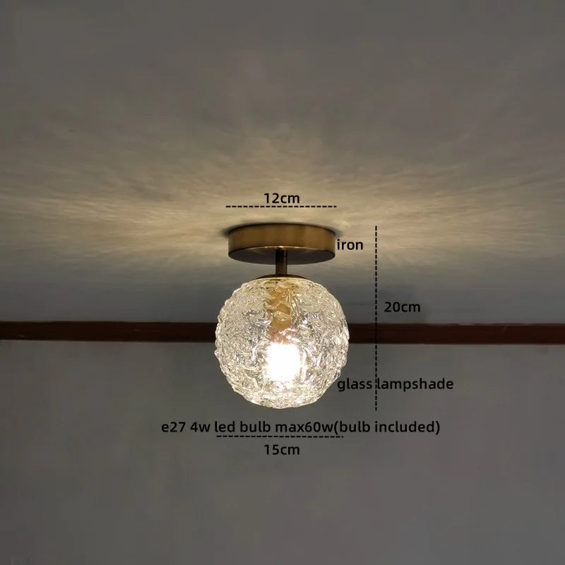 Axyaa Modern Amber Glass LED Ceiling Lights with Copper Socket for Home Decoration