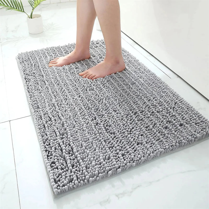 Axyaa Chenille Bath Mat: Soft, Absorbent, Anti-Slip Rug for Bathroom & Shower