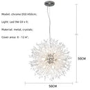 Axyaa Nordic Dandelion Chandelier Gold/Chrome Crystals Pendant Lights Bar Lamp