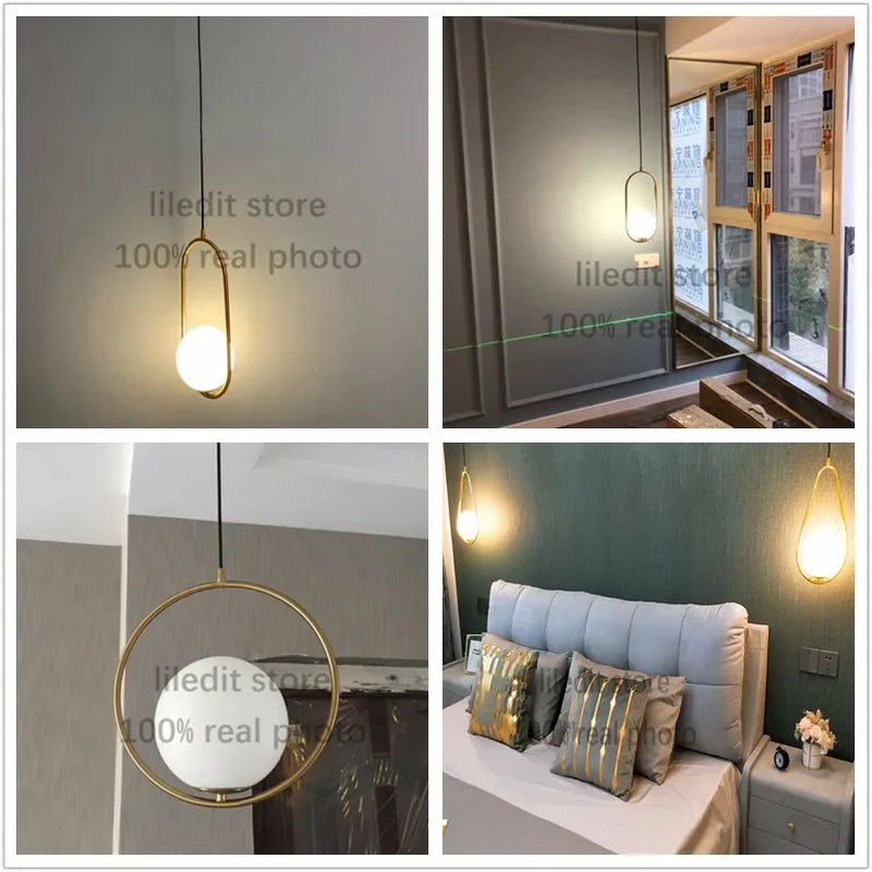 Axyaa Metal Pendant Lights Glass Ball Nordic Decor Hanging Lamp