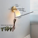 Axyaa Walnut Wood LED Wall Lights Bedroom Reading Lamp Glass Rotate White