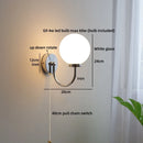 Axyaa Glass Ball LED Wall Light Fixture Gold Brass Base Nordic Bedroom Bedside Lamp