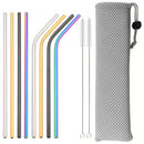 Axyaa Stainless Steel Drinking Straws Set with Cleaning Brush in Pouch