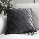 Axyaa Dark Gray Velvet Plaid Pillowcases - Nordic Home Decor Sofa Cushion Cover