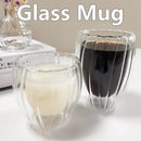 Axyaa Glass Cup Set - Stripe Double Wall High Borosilicate Tea Coffee Mug