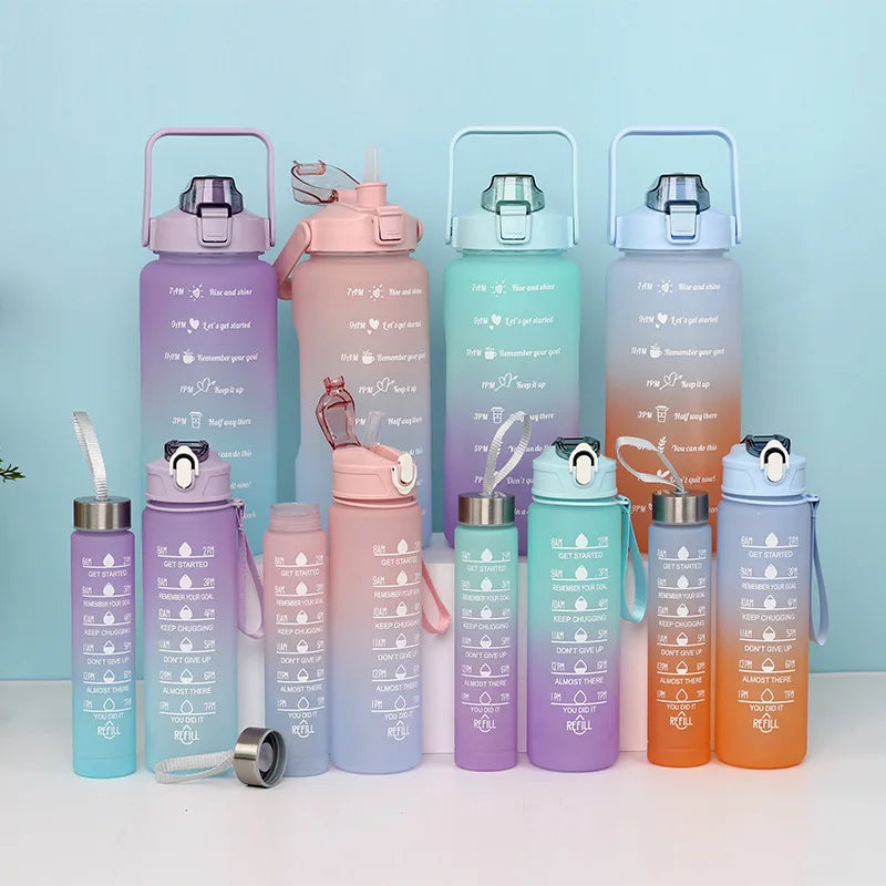Axyaa Gradient Color Three-Piece Set Straw Sports Water Cup