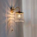 Axyaa Crystal LED Wall Sconce: Modern Nordic Pull Chain Brass Bathroom Light