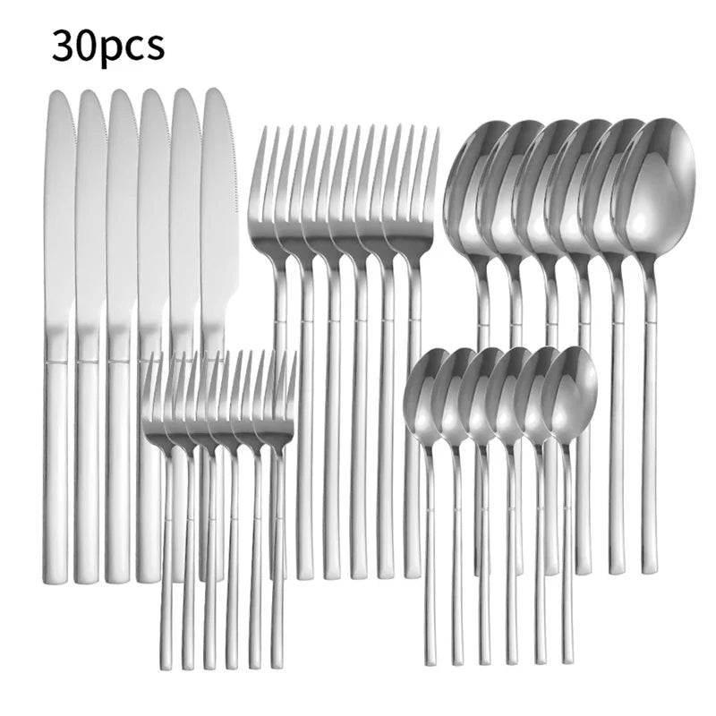 Axyaa Stainless Steel Tableware Set - High-End Knife, Fork, Spoon for Kitchen & Restaurant