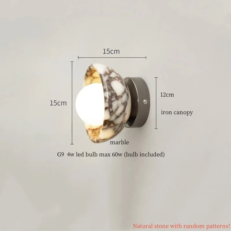 Axyaa Circular Marble LED Wall Lamp Modern Nordic Interior Lighting