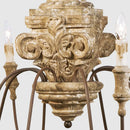 Axyaa Retro French Wood Chandelier Vintage Carving Living Room Bedroom Dining