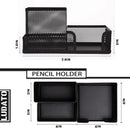 Axyaa Mesh Pen Holder for Desk, 3 Compartments Black Pencil Organizer