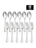 Axyaa Stainless Steel Fork and Spoon Set - Ideal for Home, Restaurant, Wedding, Party