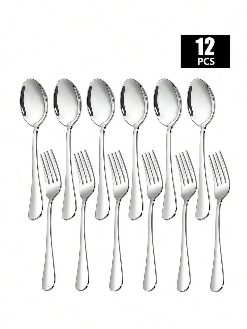 Axyaa Stainless Steel Fork and Spoon Set - Ideal for Home, Restaurant, Wedding, Party